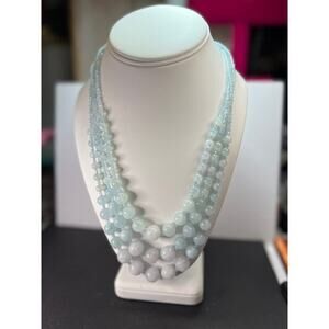 Triple strand aquamarine necklace with sterling silver lobster clasp